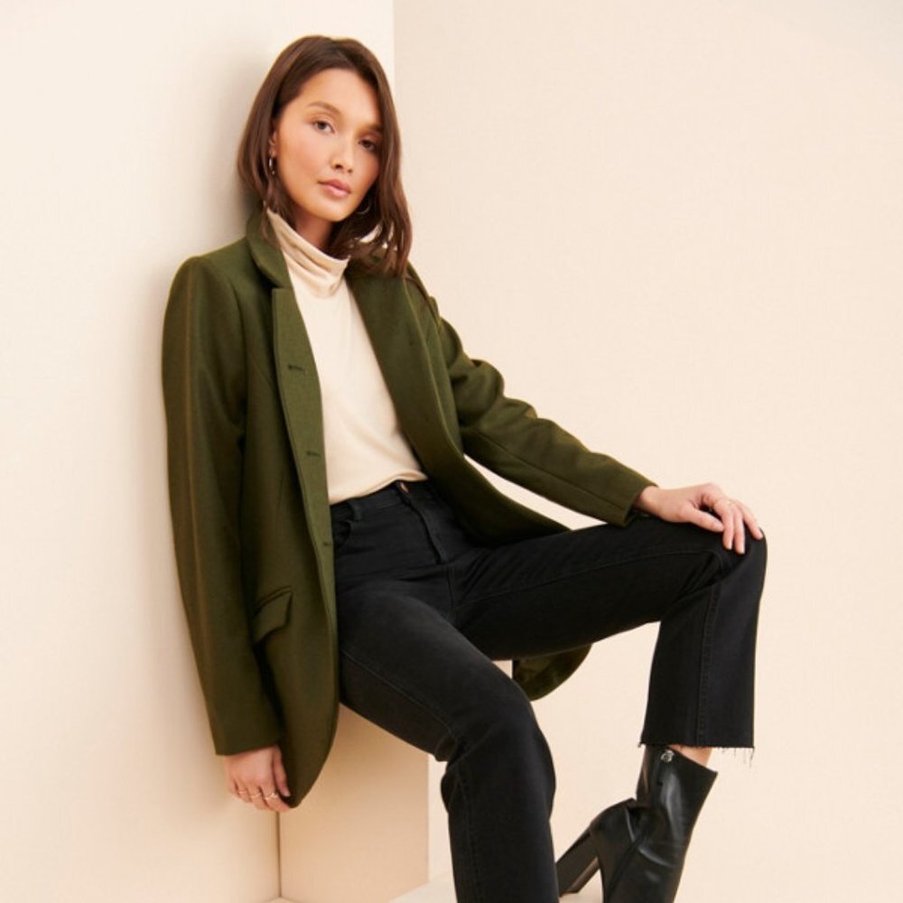 Universal Standard Beas Green Equestrian Riding Wool Coat Jacket